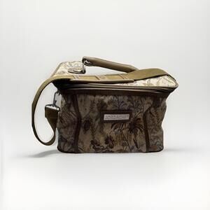 Vintage 80s Jordache Carrying Makeup Case/Luggage Hard Bottom &Back, Brown /Blue